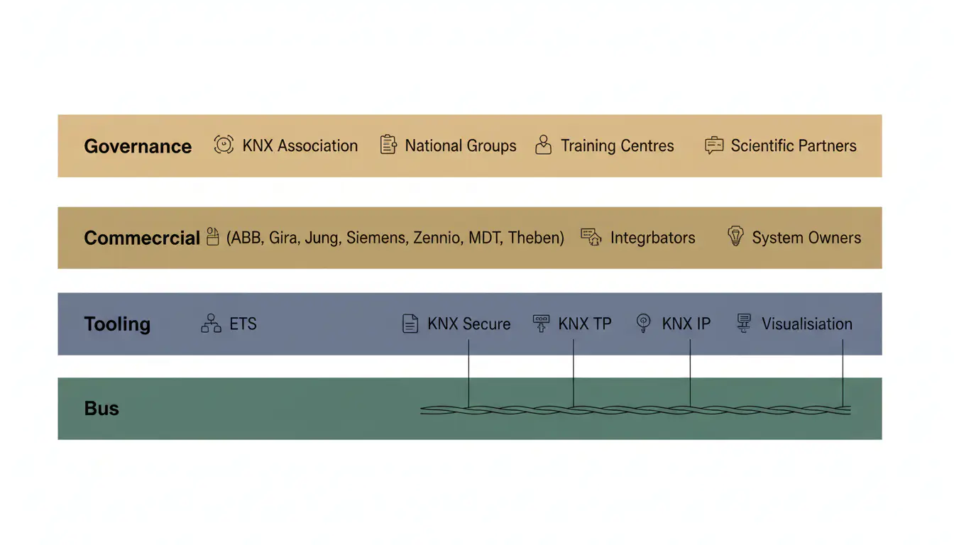 knx ecosystem layers governance commercial tooling bus